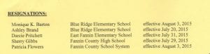 Fannin Resignations August 2014