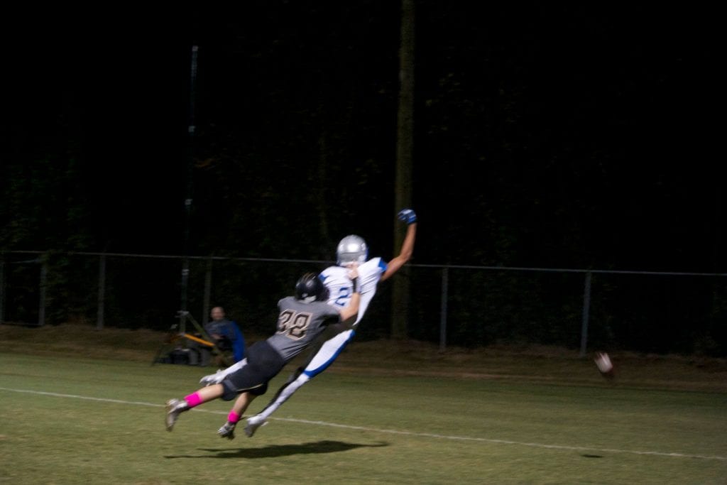 (Photo by Kelly White) Senior Adam Ingram stretching out  against East Hall last Friday. 