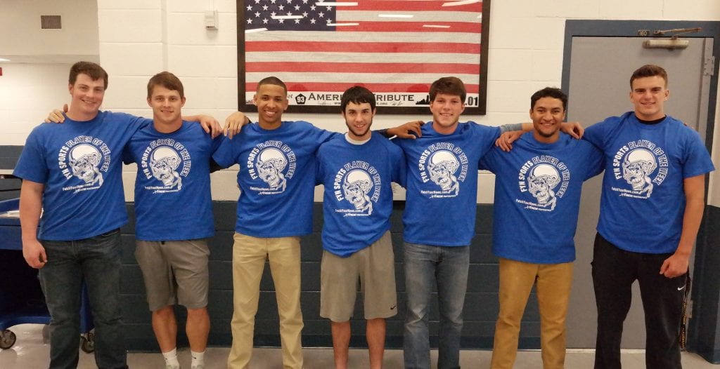 #TeamFYNSports recognized its 2015 Fannin County High School Rebels football Players of the Week. From left to right are: Jerod Petty, Week One; Jack Roper, Week Two; Adam Ingram, Week Three; Hunter Neal, Week Four; Cooper Earls, Week Five; Dakota Archie, Week Eight; Andrew Pavao, Week Nine. Not pictured: Dylan Frank, Week Six; Clay Ware, Week Seven; Tyler Jones, Week 10. (Photo by: Kevin Hensley)