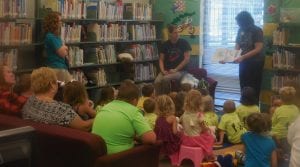 Between 40 to 80 children attend the Tuesday Story Time during the summer.