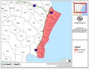 Mandatory evacuation area along Georgia's coast.