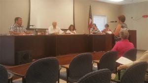 Marie Woody discusses options for the Scrap Tire Management Grant.
