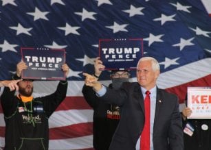 VP Mike Pence looks out at Georgia crowd in Gainesville.