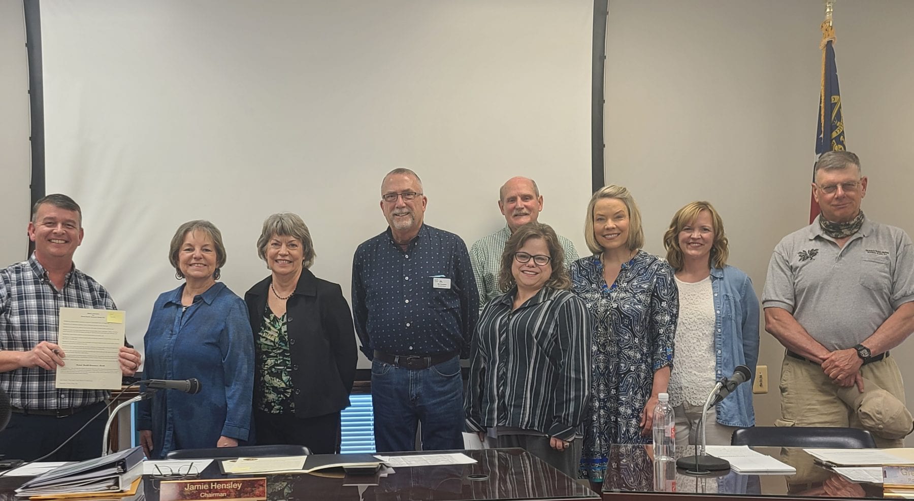 Chairman Jamie Hensley and Post Two Glenn Patterson with members of Family Connection. 
