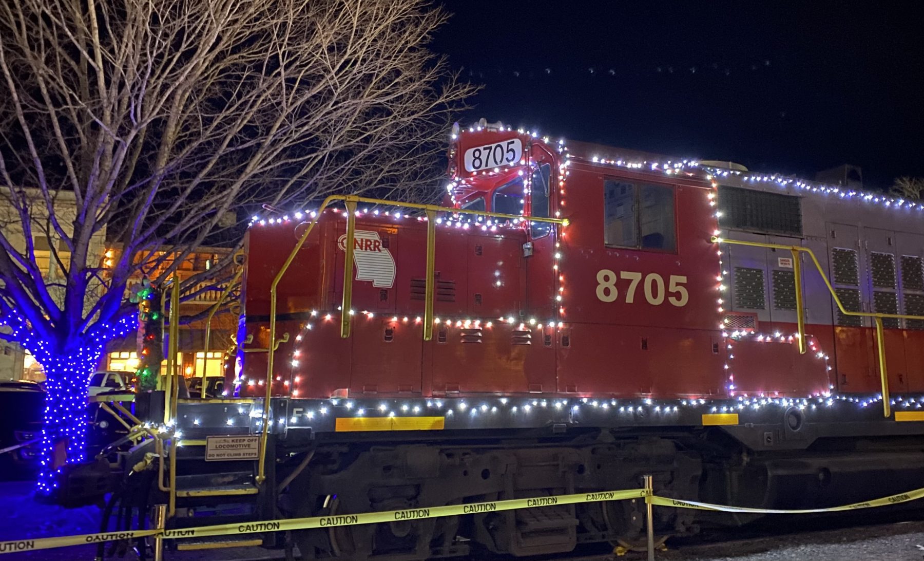 Train decorated in downtown