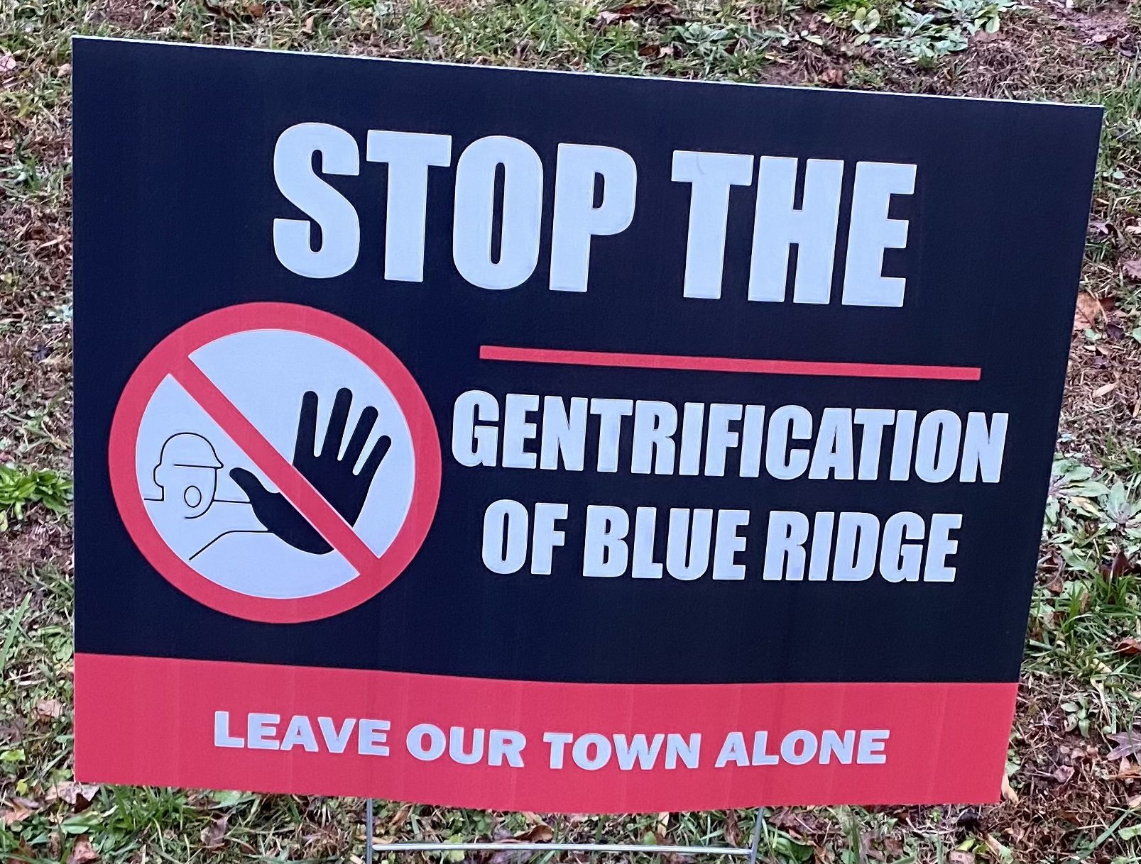 Sign against condominiums