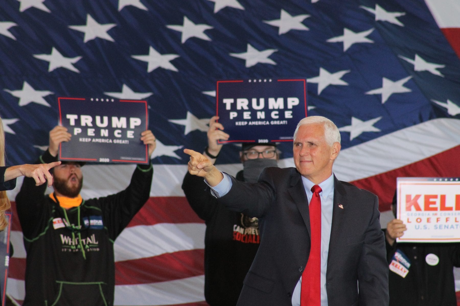 VP Mike Pence looks out at Georgia crowd in Gainesville.
